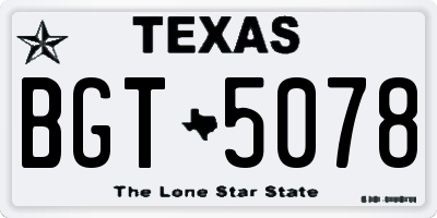 TX license plate BGT5078