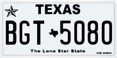 TX license plate BGT5080