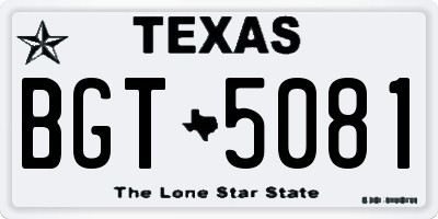 TX license plate BGT5081