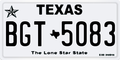 TX license plate BGT5083