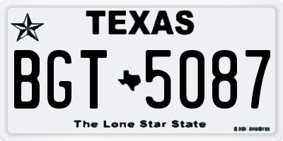 TX license plate BGT5087