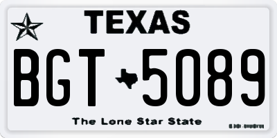 TX license plate BGT5089