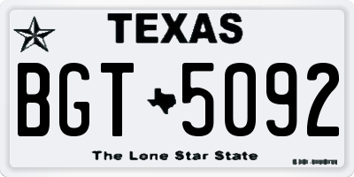 TX license plate BGT5092