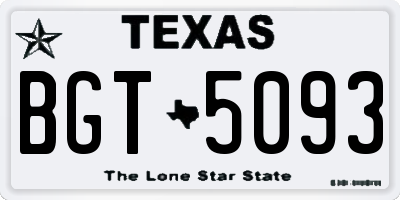 TX license plate BGT5093