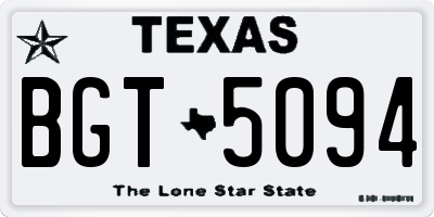 TX license plate BGT5094