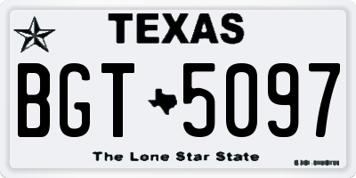 TX license plate BGT5097