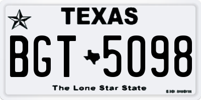 TX license plate BGT5098