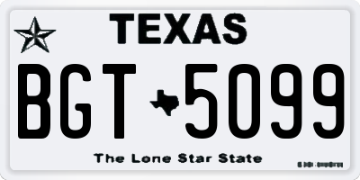TX license plate BGT5099