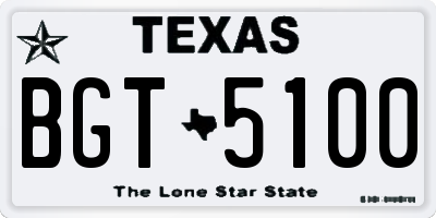TX license plate BGT5100