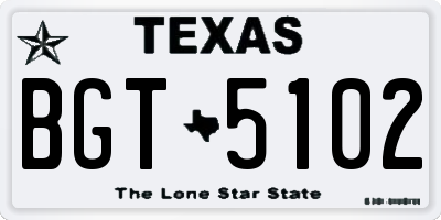TX license plate BGT5102