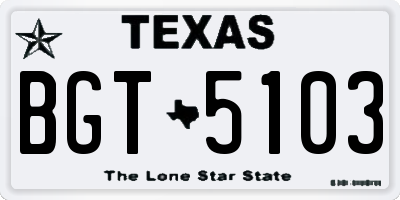 TX license plate BGT5103