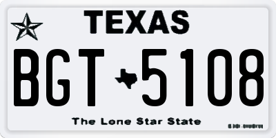 TX license plate BGT5108