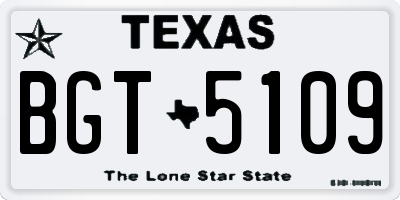 TX license plate BGT5109