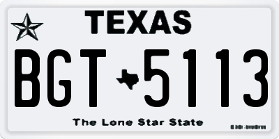 TX license plate BGT5113