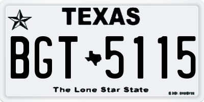 TX license plate BGT5115
