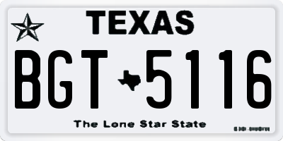 TX license plate BGT5116
