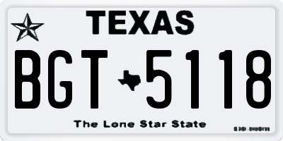 TX license plate BGT5118