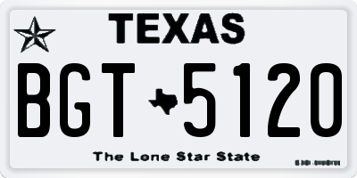 TX license plate BGT5120