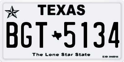 TX license plate BGT5134
