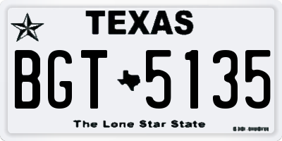 TX license plate BGT5135