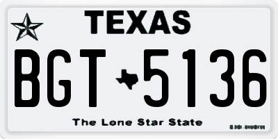 TX license plate BGT5136