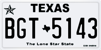 TX license plate BGT5143