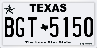 TX license plate BGT5150
