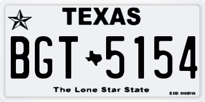 TX license plate BGT5154