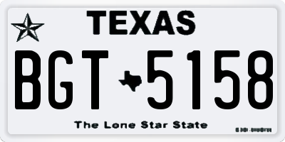 TX license plate BGT5158