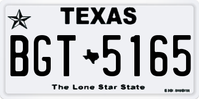 TX license plate BGT5165