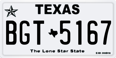 TX license plate BGT5167