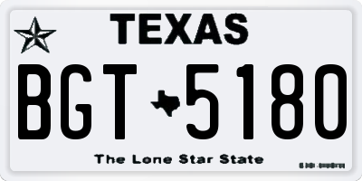 TX license plate BGT5180