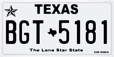 TX license plate BGT5181