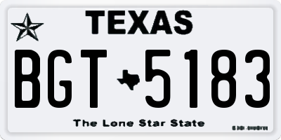TX license plate BGT5183