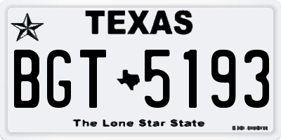 TX license plate BGT5193