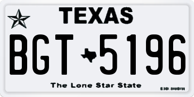 TX license plate BGT5196