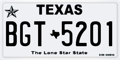 TX license plate BGT5201