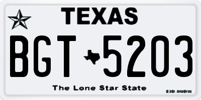 TX license plate BGT5203