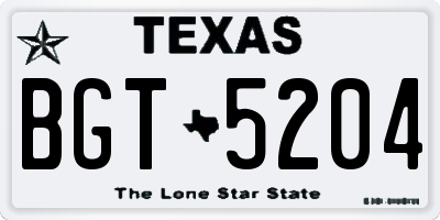 TX license plate BGT5204