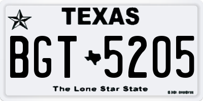 TX license plate BGT5205
