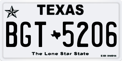 TX license plate BGT5206