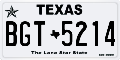 TX license plate BGT5214