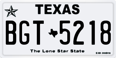 TX license plate BGT5218