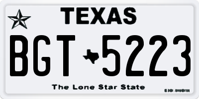TX license plate BGT5223