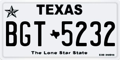 TX license plate BGT5232