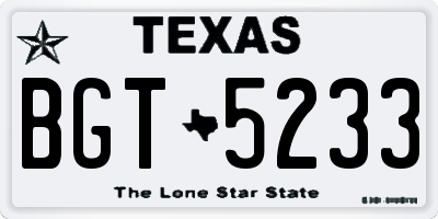 TX license plate BGT5233