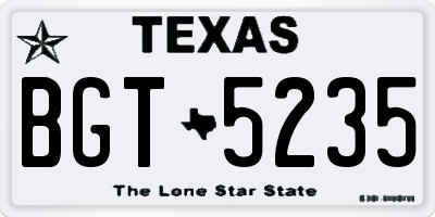 TX license plate BGT5235