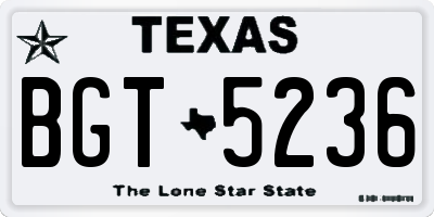 TX license plate BGT5236