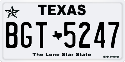 TX license plate BGT5247