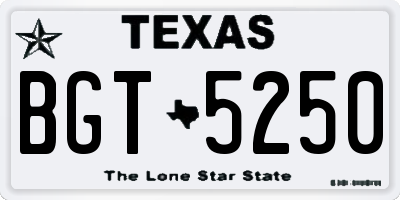 TX license plate BGT5250